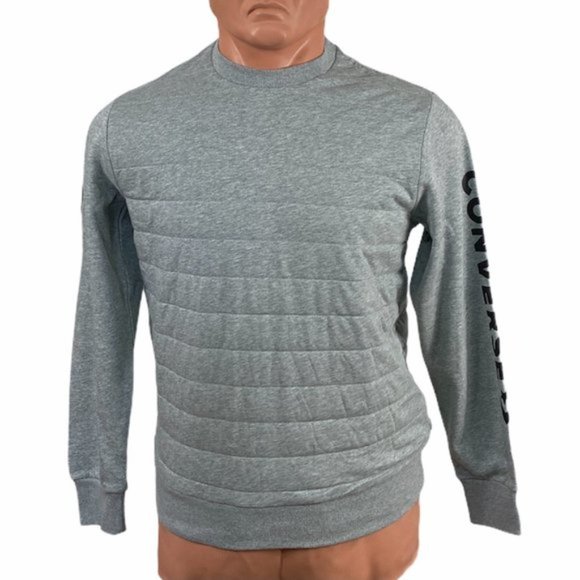 💖MEGA SALE💖Converse Men’s Size S Pullover Sweatshirt Gray Cotton 10019619-A03 - Picture 1 of 7